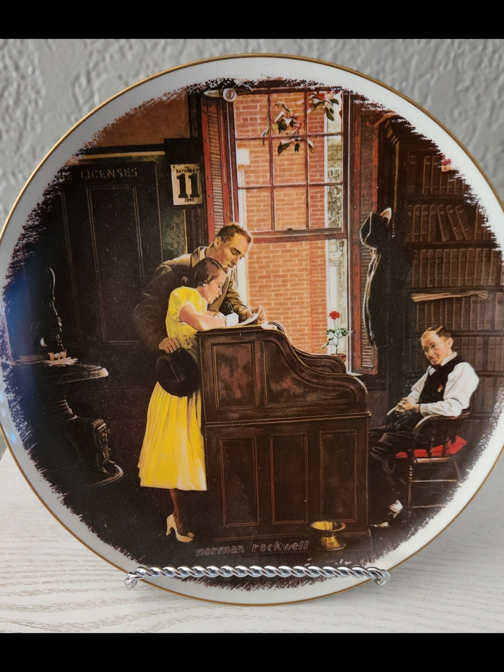 Norman Rockwell 'The Marriage License' Decorative Plate A688 Vintage 1976